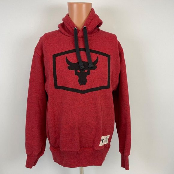 Under Armour Project Rock Hoodie Sweatshirt Dwayne Johnson Red Size S - Picture 2 of 5